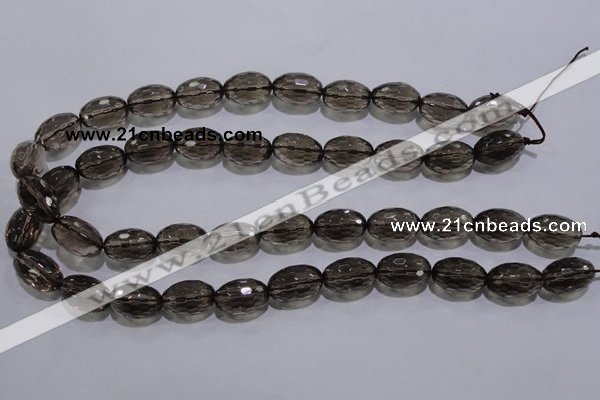 CSQ114 12*18mm faceted rice grade AA natural smoky quartz beads