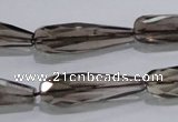 CSQ115 10*30mm faceted teardrop grade AA natural smoky quartz beads