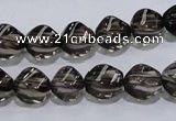 CSQ116 9*12mm twisted rice grade AA natural smoky quartz beads