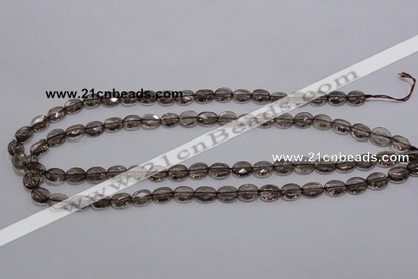 CSQ117 8*10mm facetad oval grade AA natural smoky quartz beads