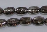 CSQ118 10*14mm facetad oval grade AA natural smoky quartz beads