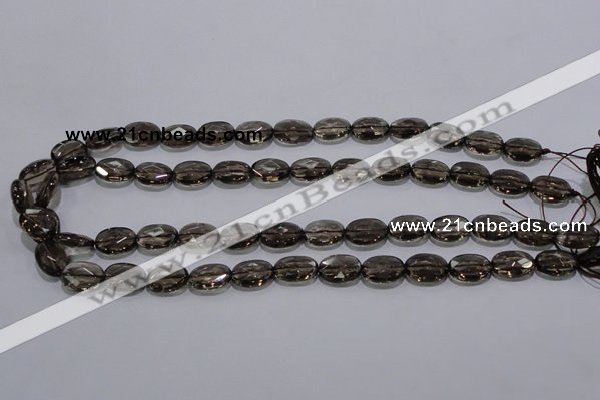 CSQ118 10*14mm facetad oval grade AA natural smoky quartz beads