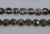 CSQ122 8mm faceted flat round grade AA natural smoky quartz beads