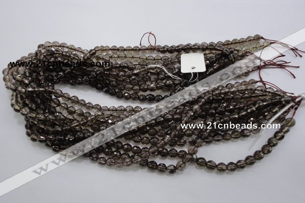 CSQ130 15.5 inches 6mm faceted round grade AA natural smoky quartz beads