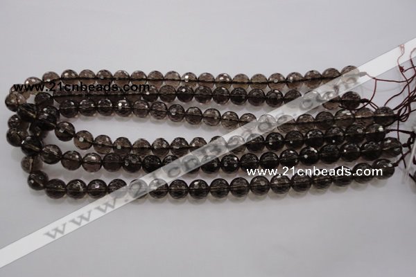 CSQ131 15.5 inches 10mm faceted round grade AA natural smoky quartz beads