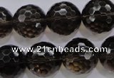 CSQ133 15.5 inches 18mm faceted round grade AA natural smoky quartz beads