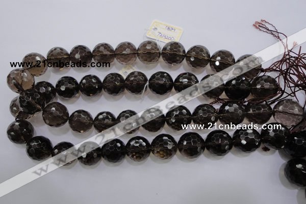 CSQ133 15.5 inches 18mm faceted round grade AA natural smoky quartz beads