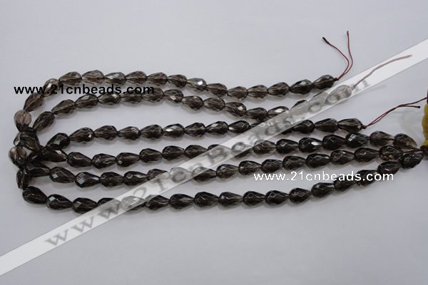 CSQ135 8*12mm faceted teardrop grade AA natural smoky quartz beads