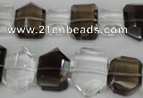 CSQ158 10-14mm*14-20mm nuggets white crystal & smoky quartz beads