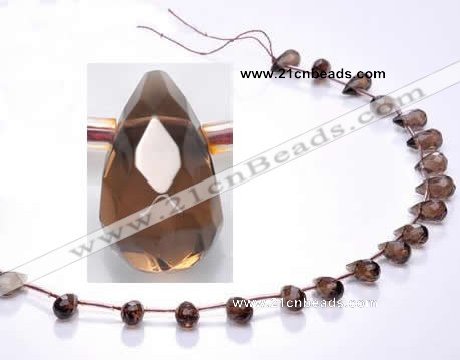 CSQ18 6*10mm faceted teardrop A grade natural smoky quartz beads