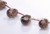 CSQ19 A grade 8*14mm faceted teardrop natural smoky quartz beads