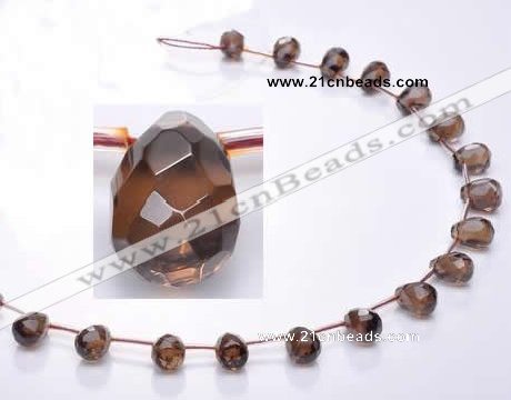 CSQ19 A grade 8*14mm faceted teardrop natural smoky quartz beads