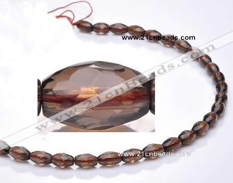 CSQ21 8*13mm faceted rice natural smoky quartz beads wholesale