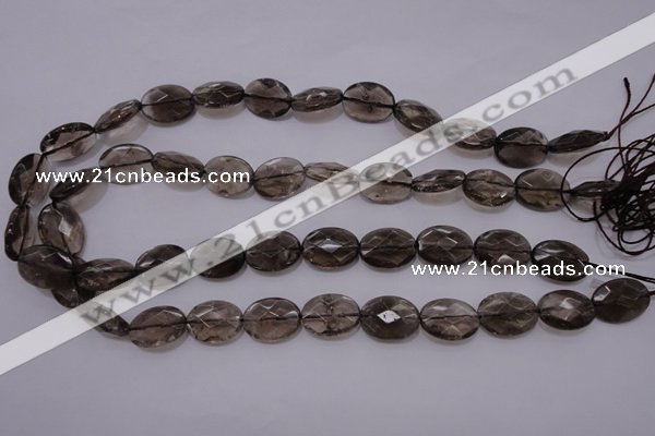 CSQ210 13*18mm faceted oval grade AA natural smoky quartz beads