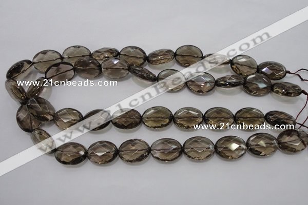 CSQ211 15*20mm faceted oval grade AA natural smoky quartz beads