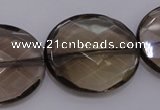 CSQ215 25*30mm faceted oval grade AA natural smoky quartz beads