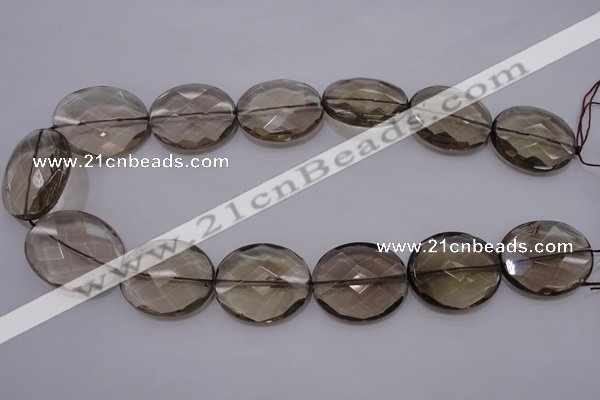 CSQ215 25*30mm faceted oval grade AA natural smoky quartz beads