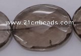 CSQ216 30*40mm faceted oval grade AA natural smoky quartz beads