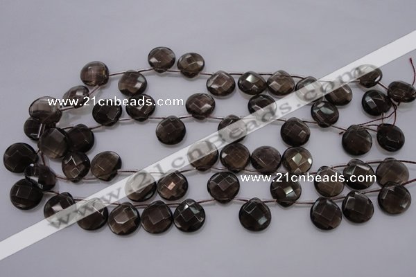 CSQ238 15*15mm faceted briolette grade AA natural smoky quartz beads