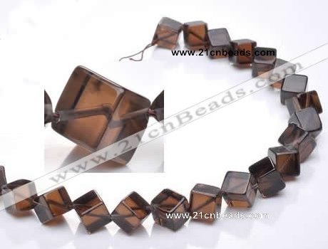 CSQ24 AB grade 10*10mm cube natural smoky quartz beads wholesale