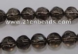 CSQ240 15.5 inches 10mm faceted round grade AA natural smoky quartz beads