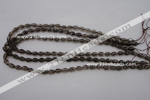 CSQ242 6*10mm faceted teardrop grade AA natural smoky quartz beads