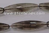 CSQ245 10*35mm faceted rice grade AA natural smoky quartz beads