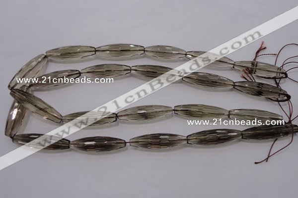 CSQ245 10*35mm faceted rice grade AA natural smoky quartz beads