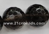 CSQ248 15.5 inches 25mm faceted round grade AA natural smoky quartz beads