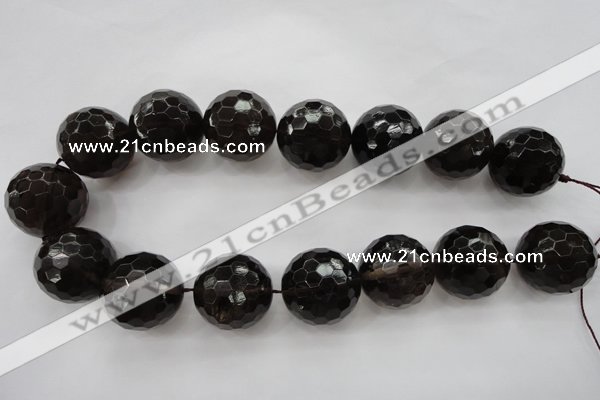 CSQ248 15.5 inches 25mm faceted round grade AA natural smoky quartz beads