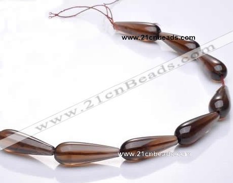CSQ26 10*30mm teardrop AB grade natural smoky quartz beads