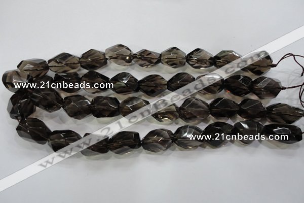 CSQ265 15.5 inches 15*20mm faceted nuggets smoky quartz beads