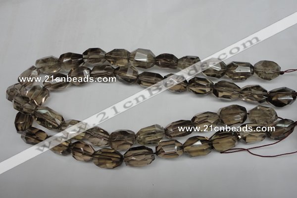 CSQ266 15.5 inches 13*18mm faceted nuggets smoky quartz beads