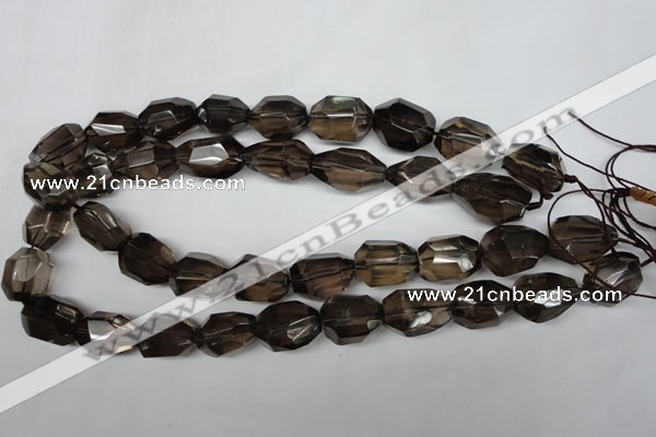 CSQ267 15.5 inches 15*20mm faceted nuggets smoky quartz beads