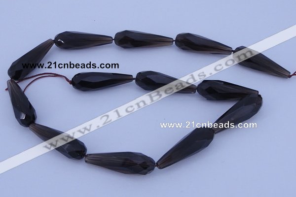 CSQ28 10*30mm faceted teardrop AB grade natural smoky quartz beads