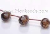 CSQ32 Top drilled 8*12mm faceted teardrop natural smoky quartz beads