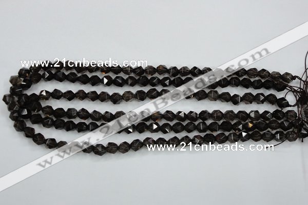 CSQ352 15.5 inches 8mm faceted nuggets smoky quartz beads