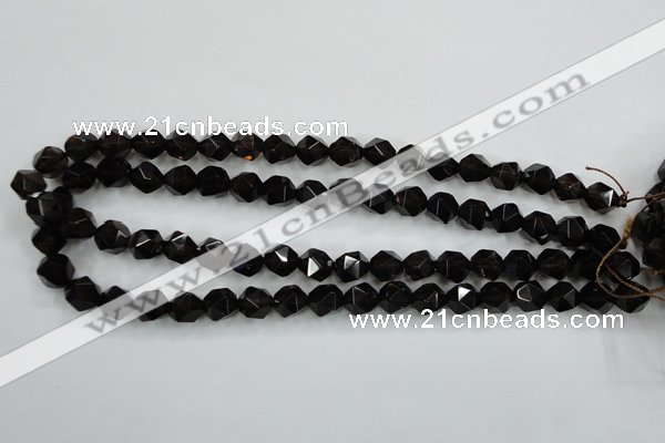 CSQ353 15.5 inches 10mm faceted nuggets smoky quartz beads
