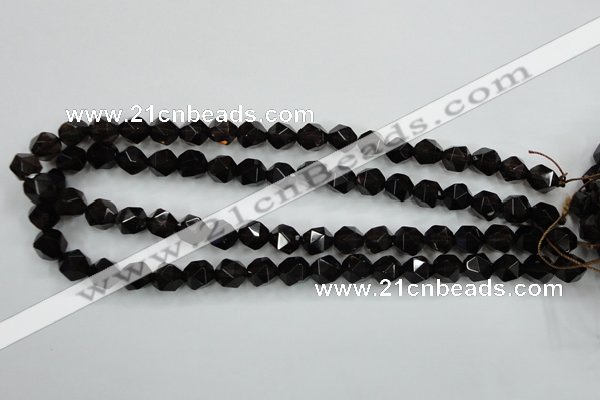 CSQ353 15.5 inches 10mm faceted nuggets smoky quartz beads