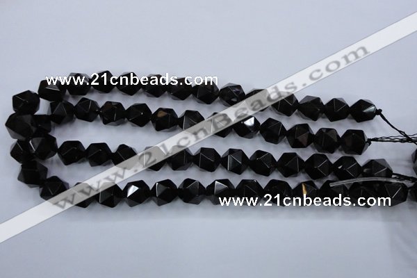 CSQ355 15.5 inches 14mm faceted nuggets smoky quartz beads