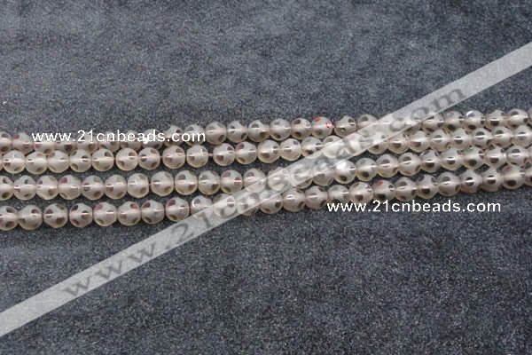 CSQ501 15.5 inches 6mm faceted round matte smoky quartz beads