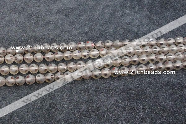 CSQ503 15.5 inches 10mm faceted round matte smoky quartz beads