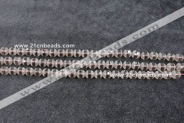 CSQ506 15.5 inches 6mm faceted round matte smoky quartz beads