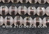 CSQ507 15.5 inches 8mm faceted round matte smoky quartz beads