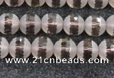 CSQ507 15.5 inches 8mm faceted round matte smoky quartz beads