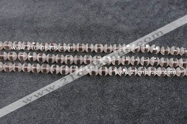 CSQ507 15.5 inches 8mm faceted round matte smoky quartz beads