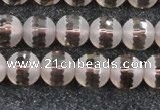 CSQ508 15.5 inches 10mm faceted round matte smoky quartz beads