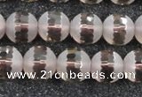 CSQ509 15.5 inches 12mm faceted round matte smoky quartz beads