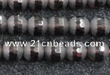 CSQ512 15.5 inches 8mm faceted round matte smoky quartz beads