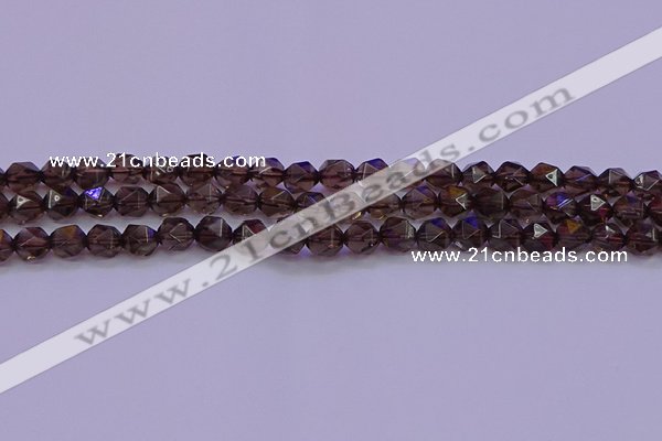 CSQ522 15.5 inches 8mm faceted nuggets smoky quartz beads